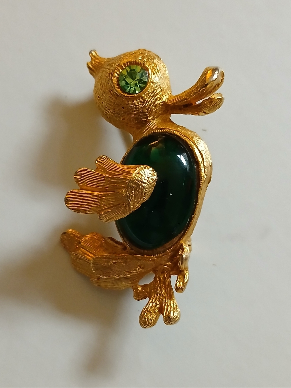 Vintage Signed 11 W 30 ST INC (Dodds)1950s Rare Art Glass Duck Jelly bell Brooch
